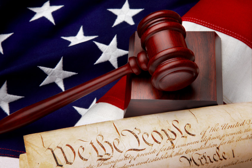 gavel with american flag